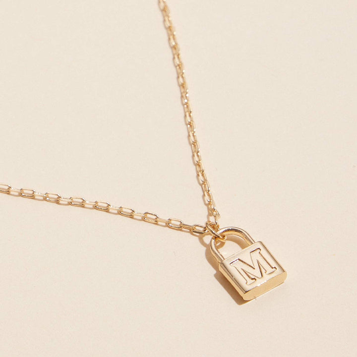 Initial Lock Pendant Necklace - 22 Palms Boutique
