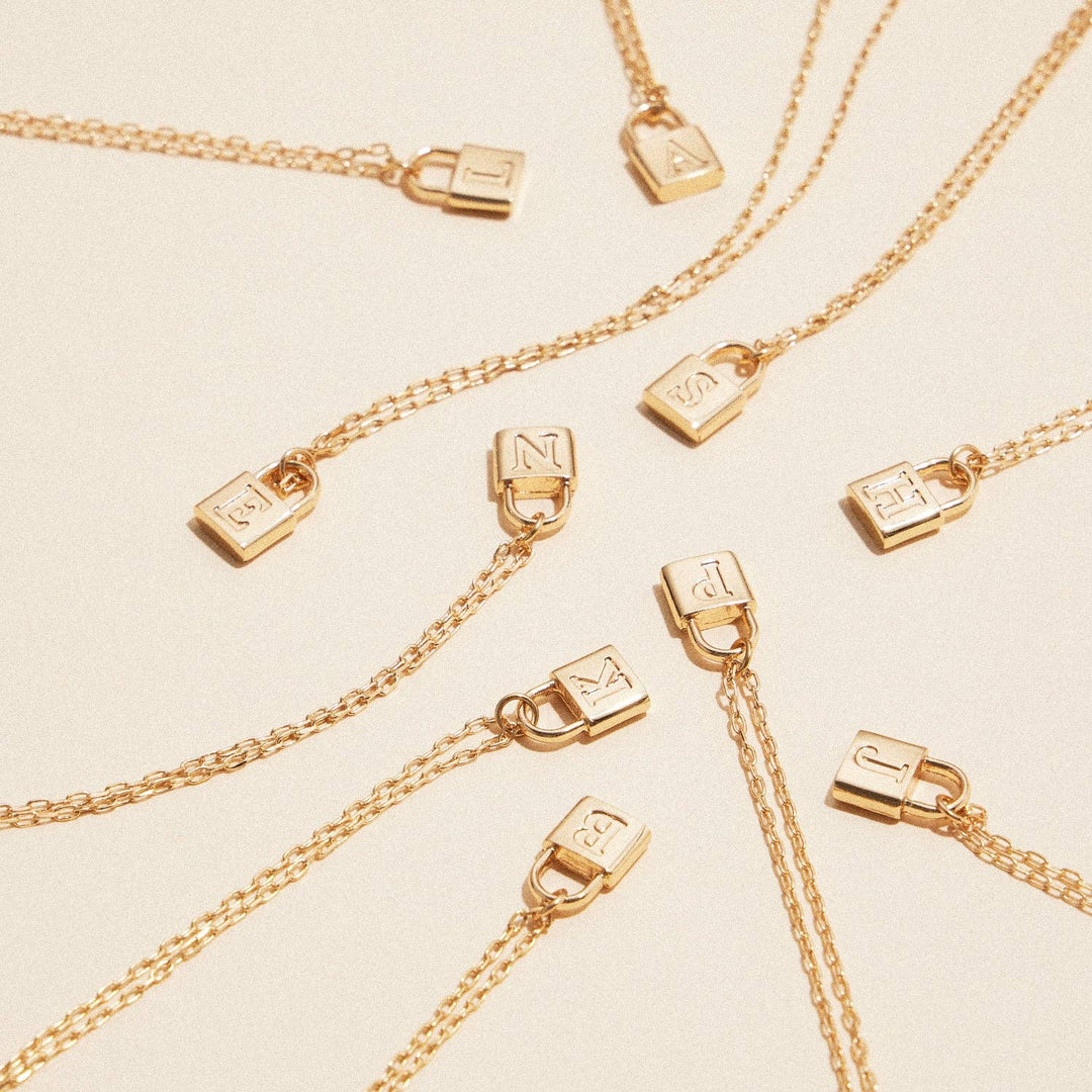 Initial Lock Pendant Necklace - 22 Palms Boutique