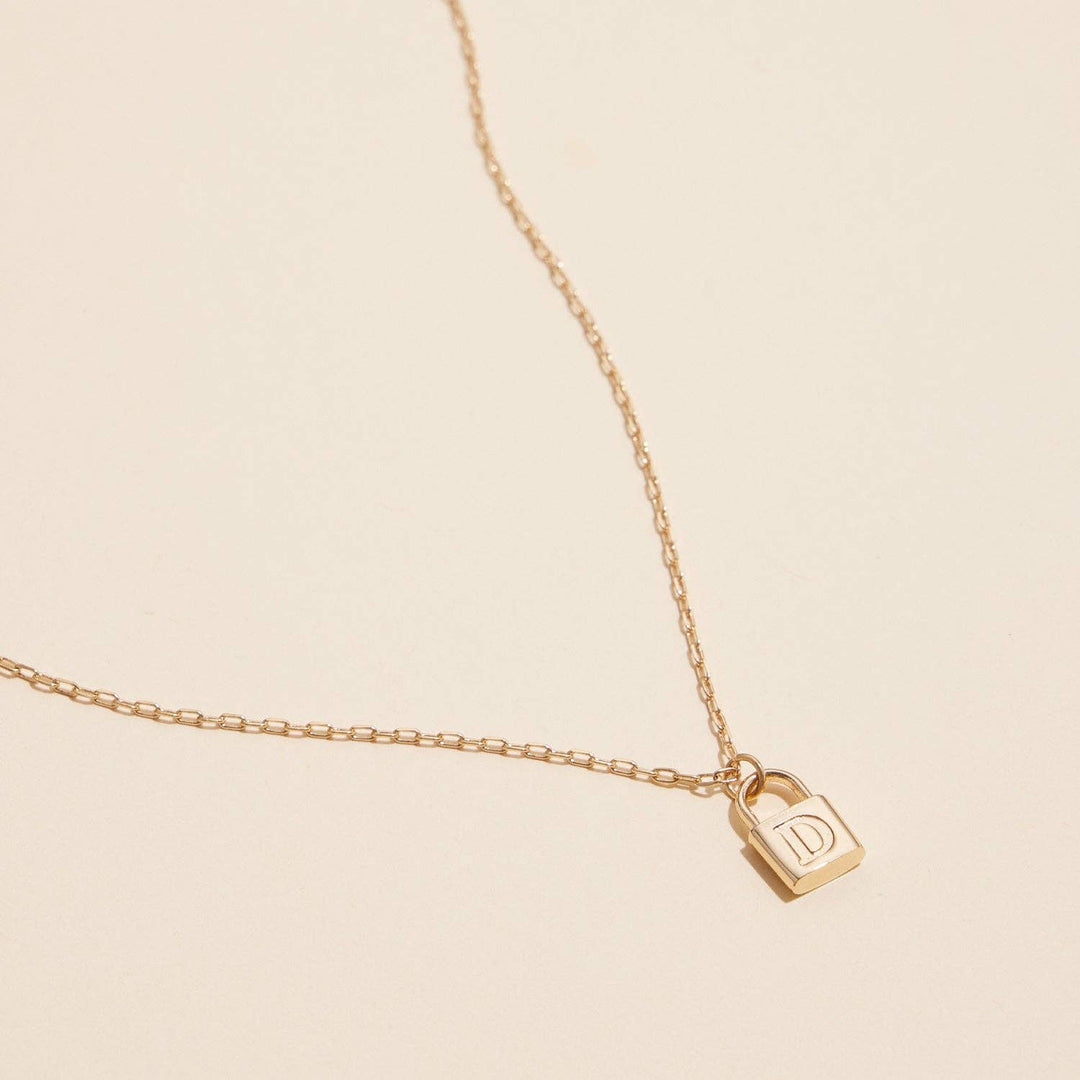 Initial Lock Pendant Necklace - 22 Palms Boutique