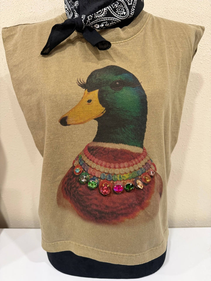 Jeweled Collar Mallard Duck Muscle Tank - 22 Palms Boutique