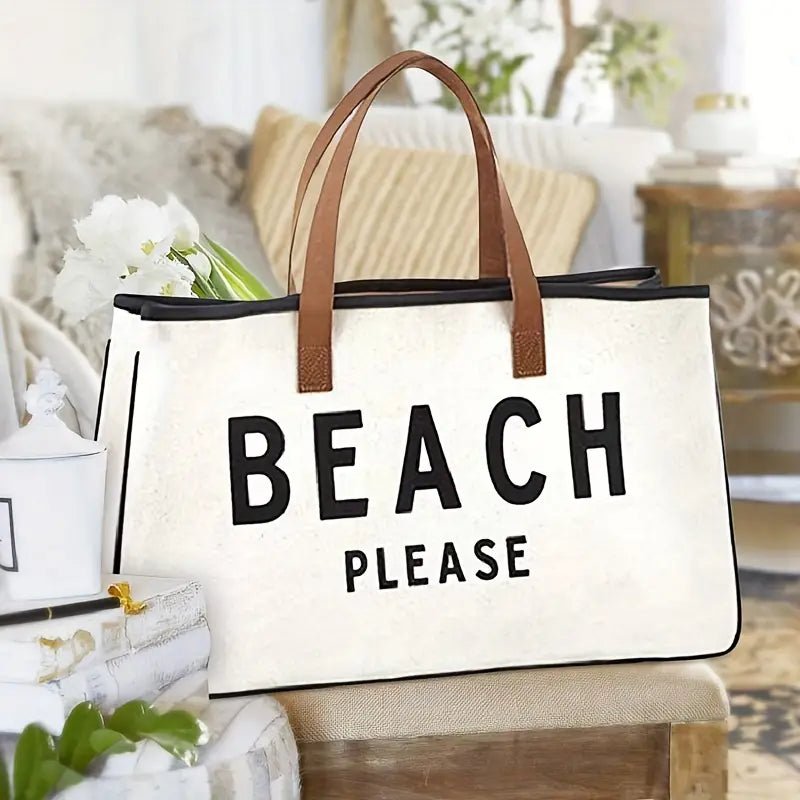 Large Canvas Summer Beach Tote - 22 Palms Boutique