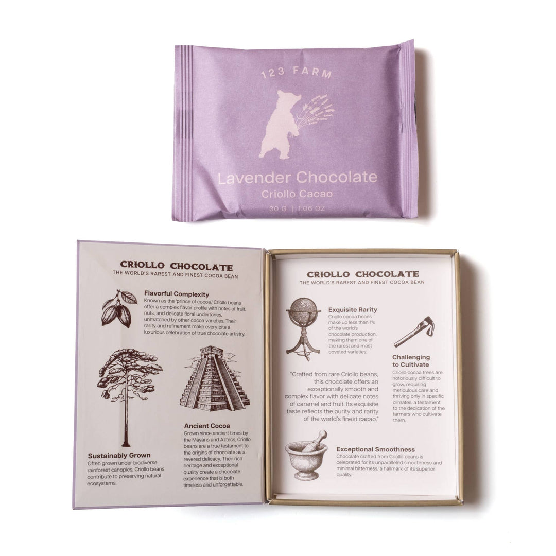 Lavender Chocolate Bar | Organic Criollo | 30g - 22 Palms Boutique
