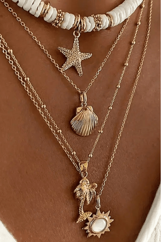 Layered Boho Beach Necklace in gold - 22 Palms Boutique