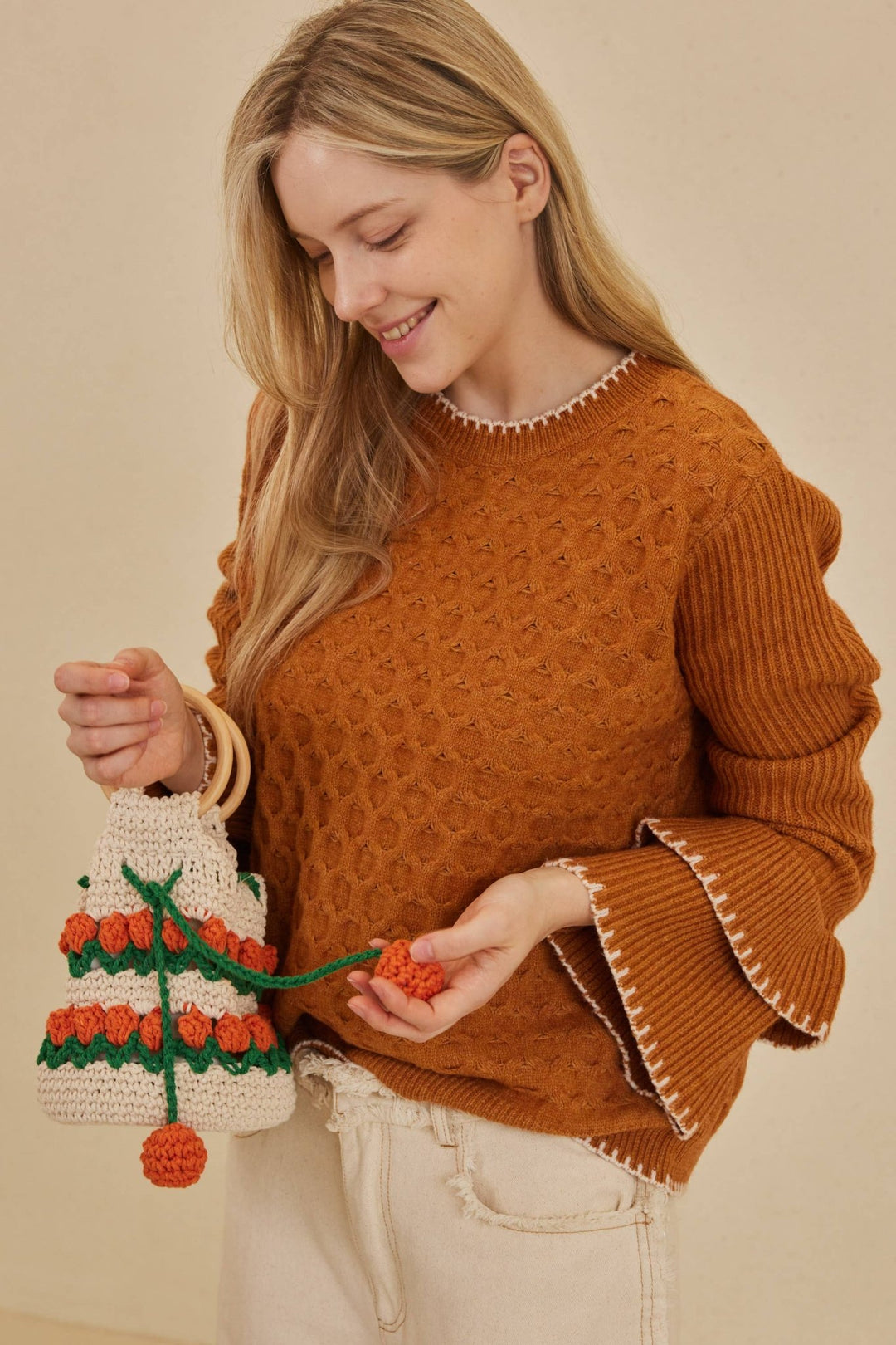 Layered Sleeve Velvet Soft Sweater - 22 Palms Boutique