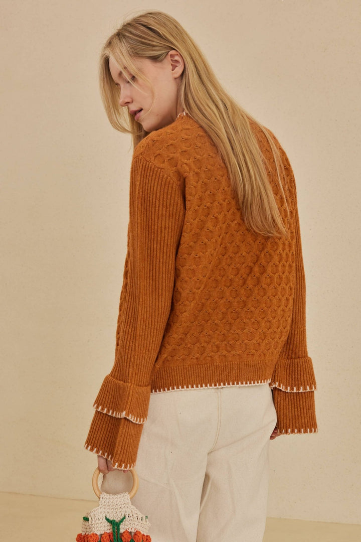 Layered Sleeve Velvet Soft Sweater - 22 Palms Boutique