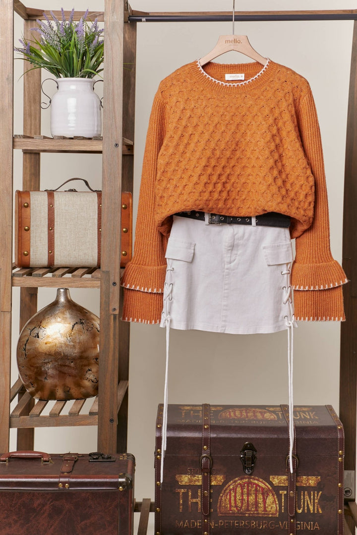 Layered Sleeve Velvet Soft Sweater - 22 Palms Boutique