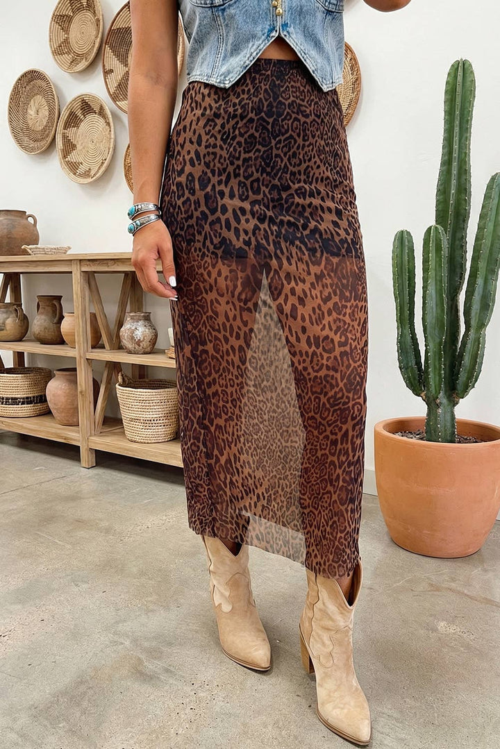 Leopard The Untamed Shift Sheer Maxi Skirt - 22 Palms Boutique