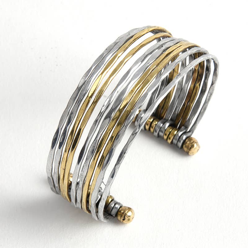 Linea Hammered Metal Cuff Bracelet - 22 Palms Boutique