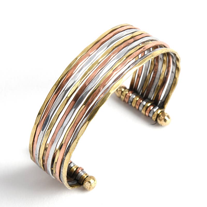 Linea Hammered Metal Cuff Bracelet - 22 Palms Boutique