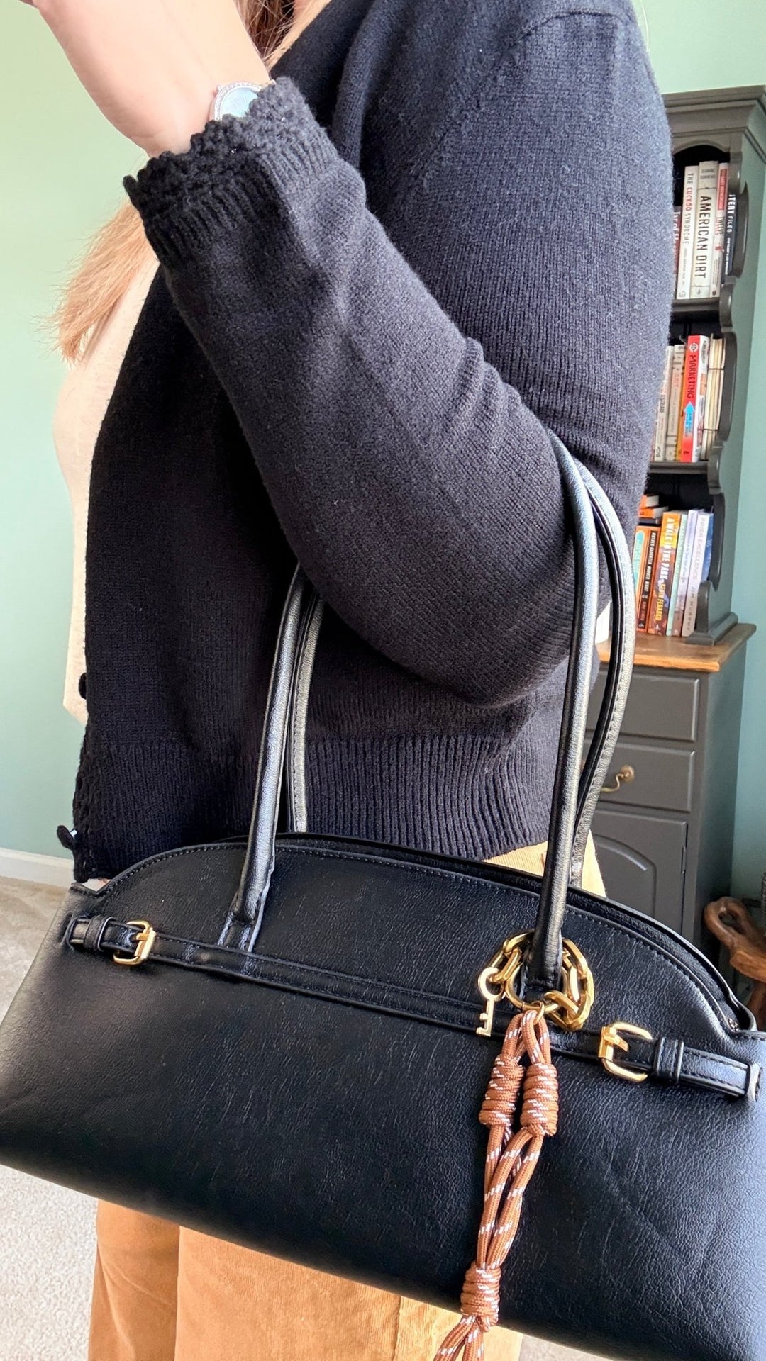 Liorah Crescent Shoulder Bag in Black - 22 Palms Boutique