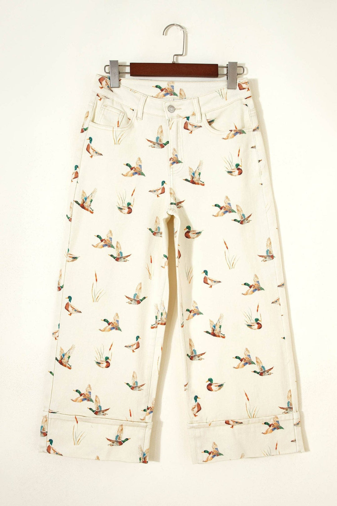 Mallard Printed Cuffed Hem Shift Jeans - 22 Palms Boutique