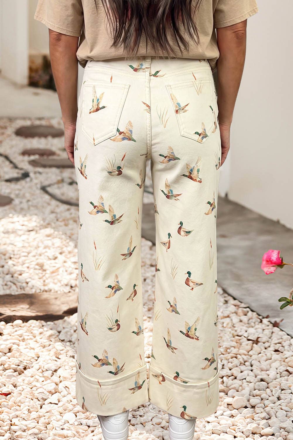 Mallard Printed Cuffed Hem Shift Jeans - 22 Palms Boutique
