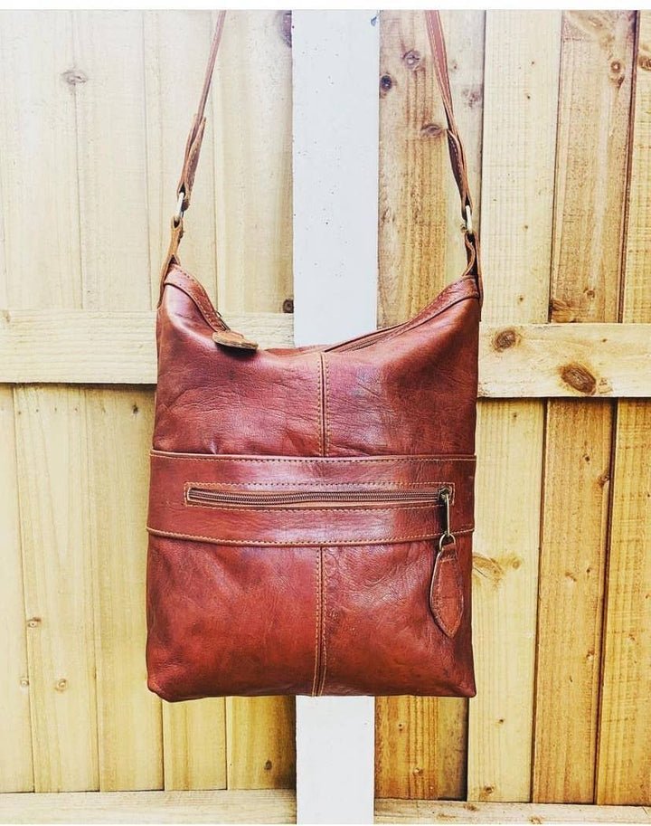 Moroccan Vintage Brown Leather Messenger Bag - 22 Palms Boutique