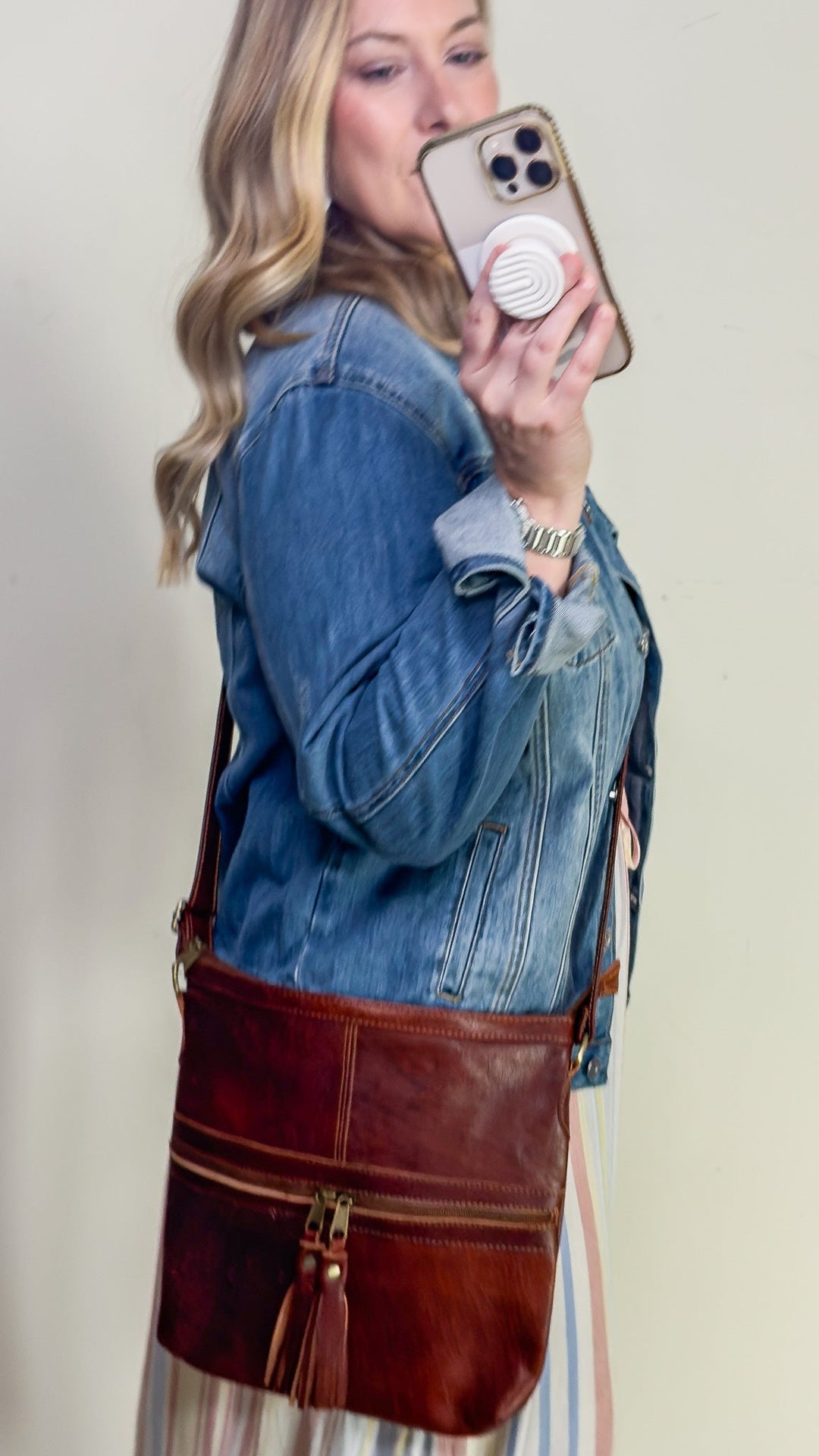 Moroccan Vintage Brown Leather Messenger Bag - 22 Palms Boutique