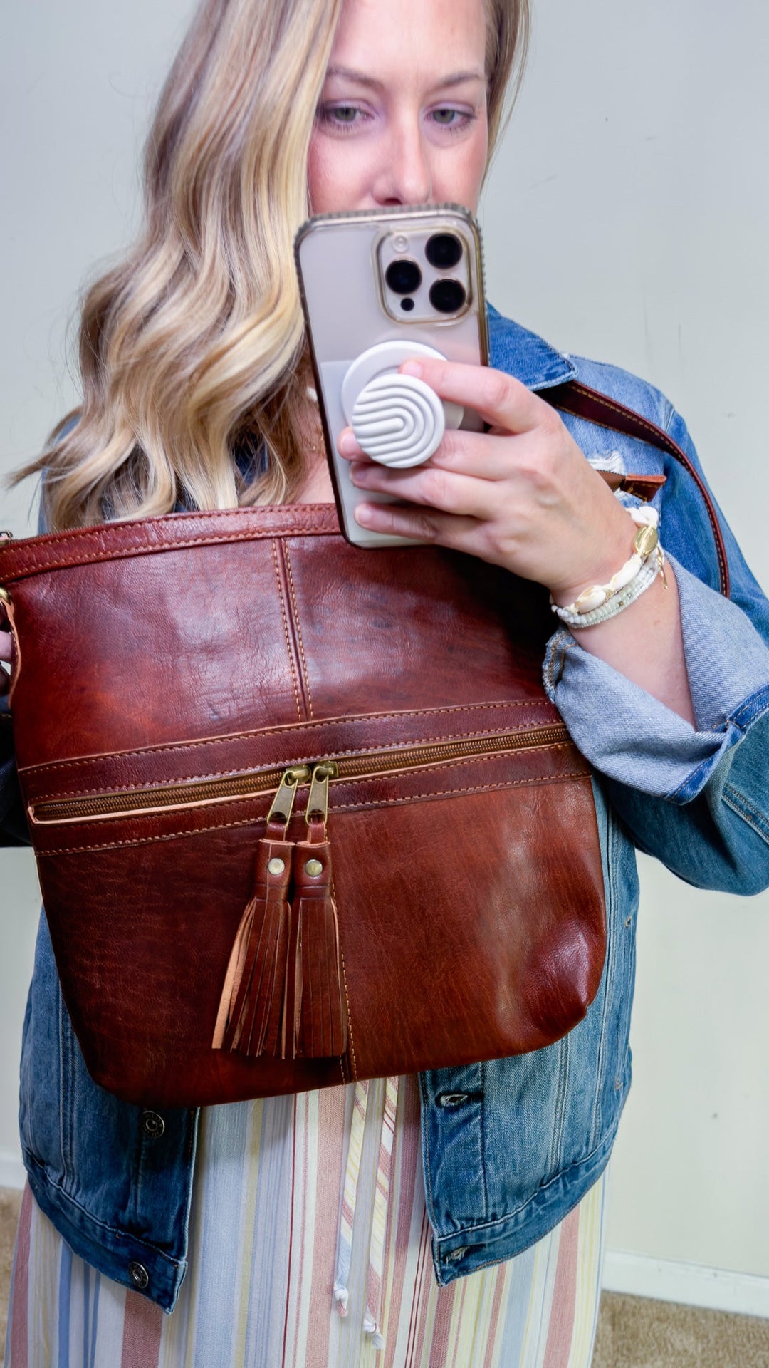 Moroccan Vintage Brown Leather Messenger Bag - 22 Palms Boutique