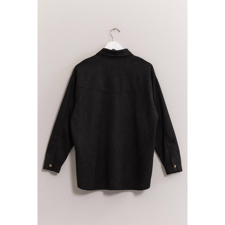 Oversized Suede Shirt With Pocket - 22 Palms Boutique