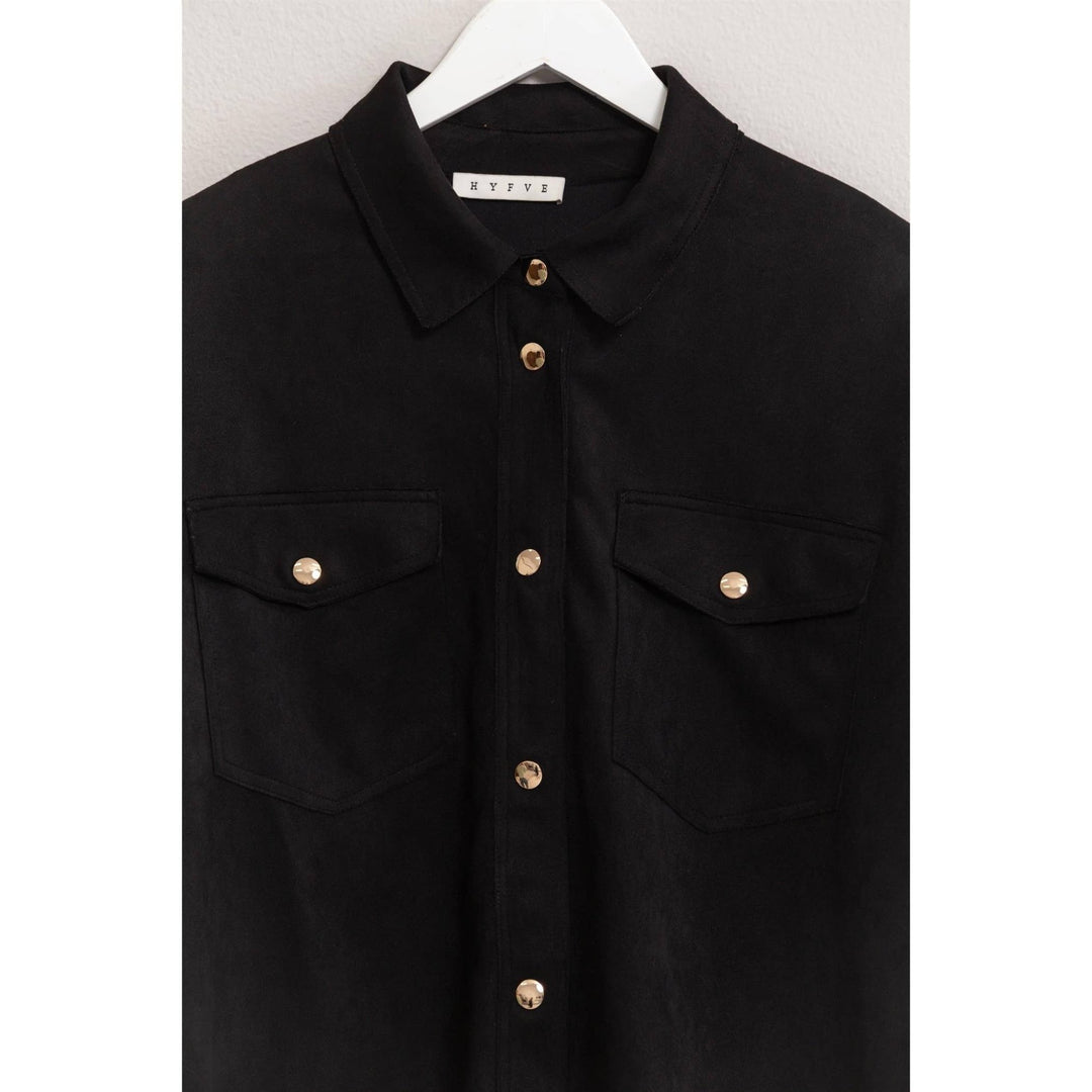 Oversized Suede Shirt With Pocket - 22 Palms Boutique