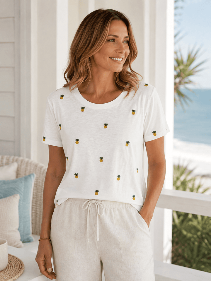 Pineapple 100% Cotton Tee-Shirt - 22 Palms Boutique