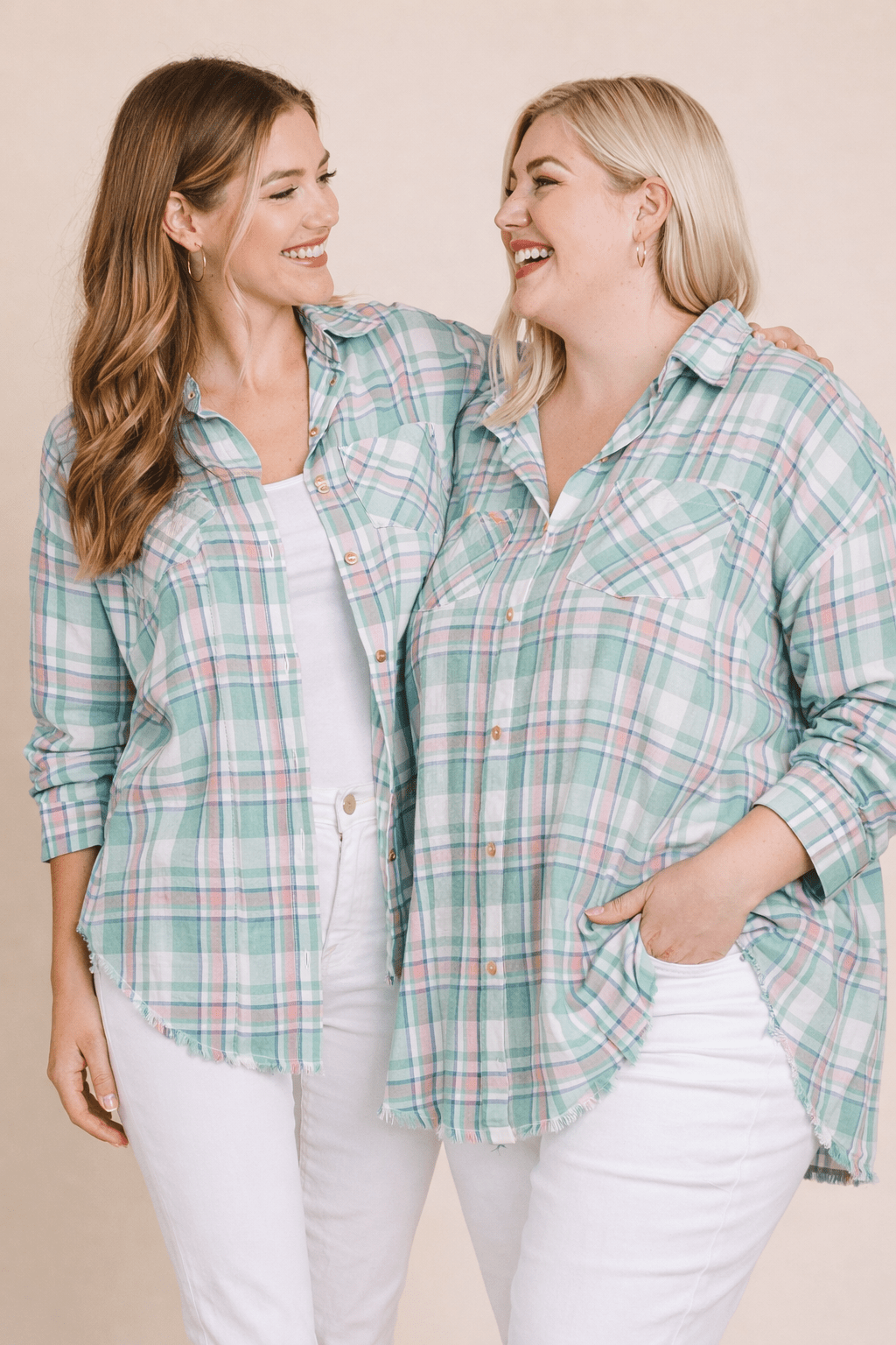 Plaid Button Down Collared Shirt - 22 Palms Boutique