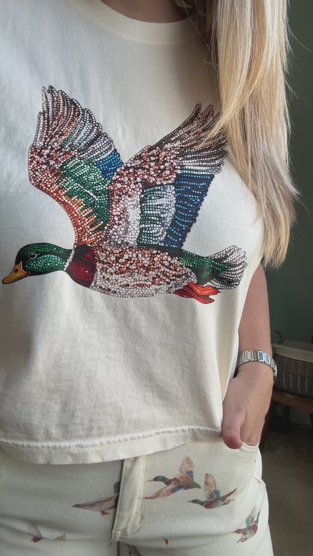 Faux Rhinestone Mallard Muscle Tank