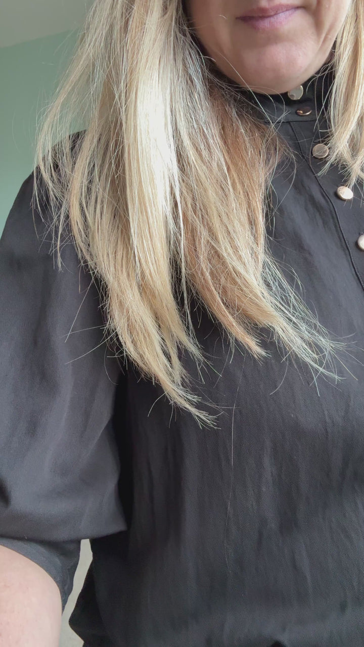 Giselle High Neck Blouse in Black