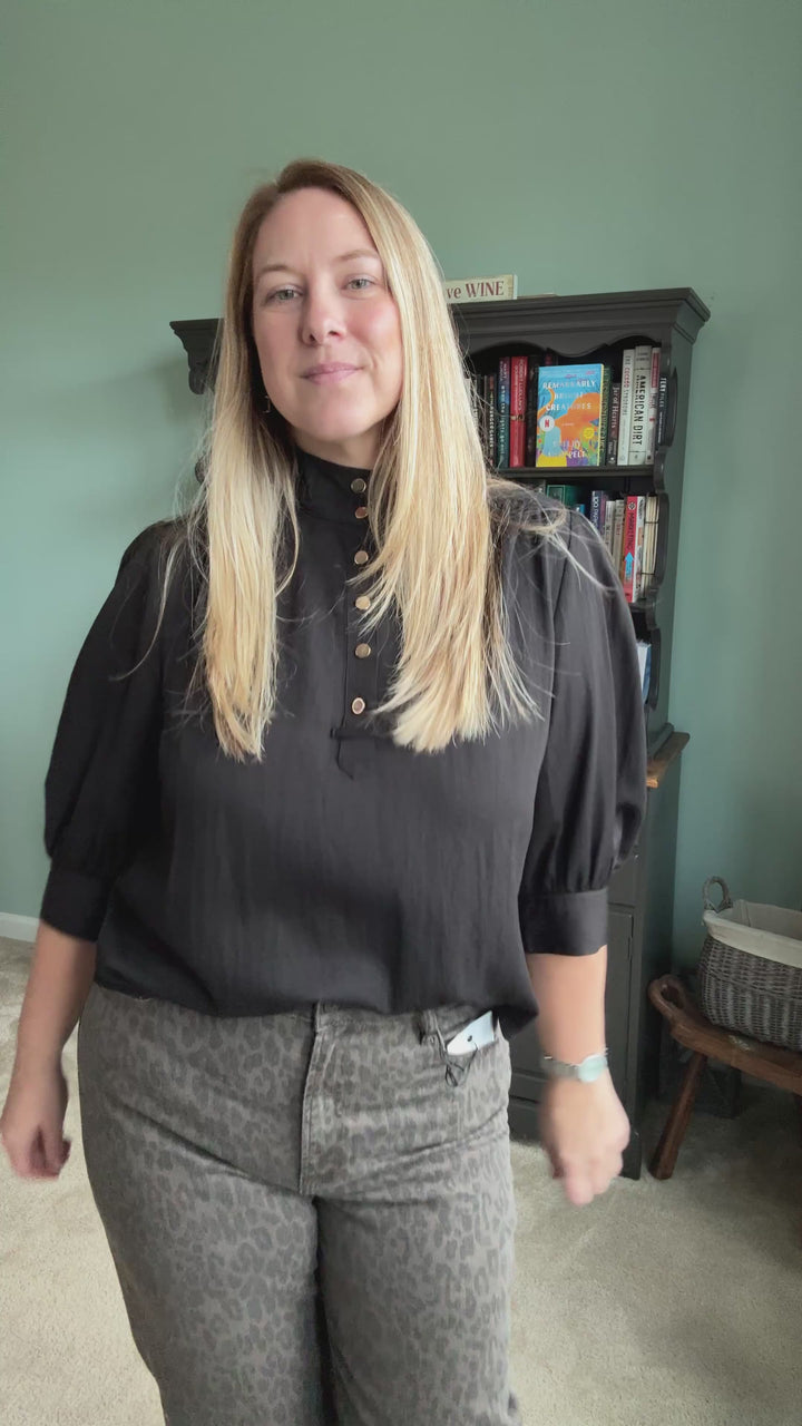Giselle High Neck Blouse in Black