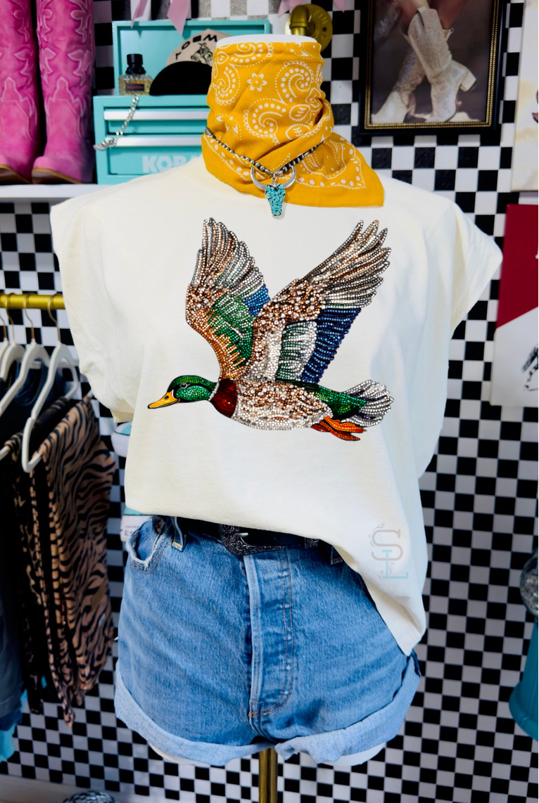 Rhinestone Mallard Muscle Tank - 22 Palms Boutique