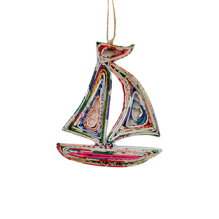 Sailboat Ornament - Recycled Paper - 22 Palms Boutique