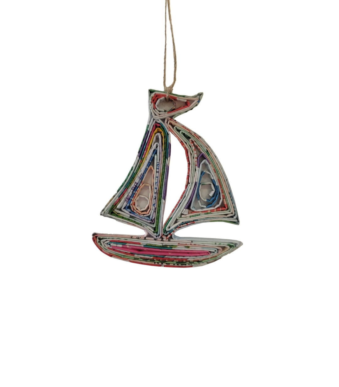 Sailboat Ornament - Recycled Paper - 22 Palms Boutique
