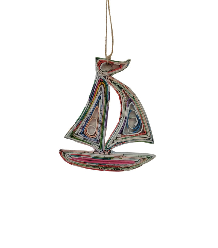 Sailboat Ornament - Recycled Paper - 22 Palms Boutique