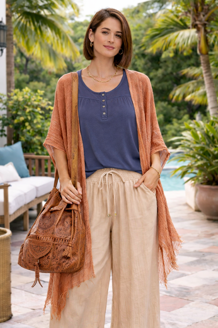 Scoop Neck Flowy Tank - Charcoal Blue - 22 Palms Boutique