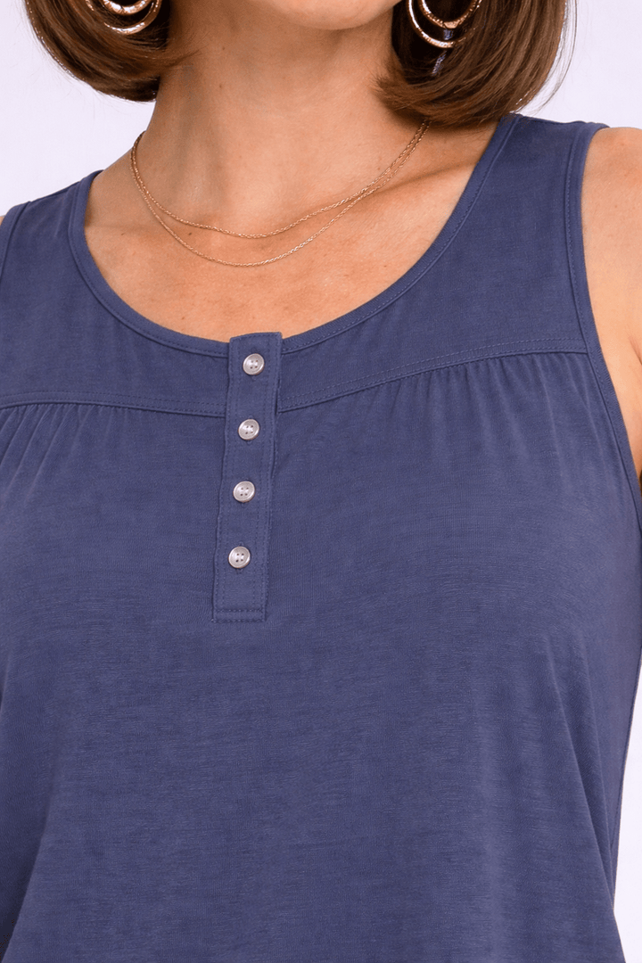 Scoop Neck Flowy Tank - Charcoal Blue - 22 Palms Boutique