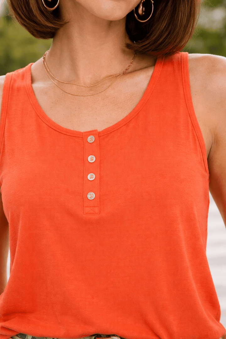 Scoop Neck Flowy Tank - Papaya - 22 Palms Boutique