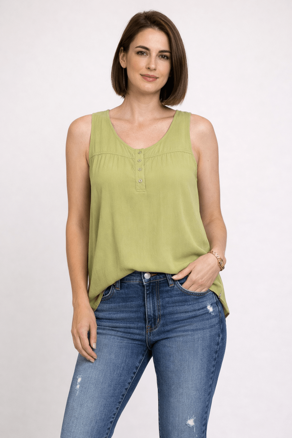Scoop Neck Flowy Tank - Pistachio - 22 Palms Boutique