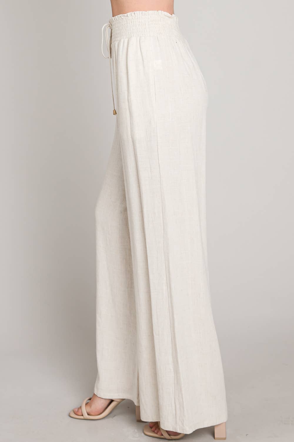 Soft Linen Smocked Waist Wide Leg Pants - 22 Palms Boutique