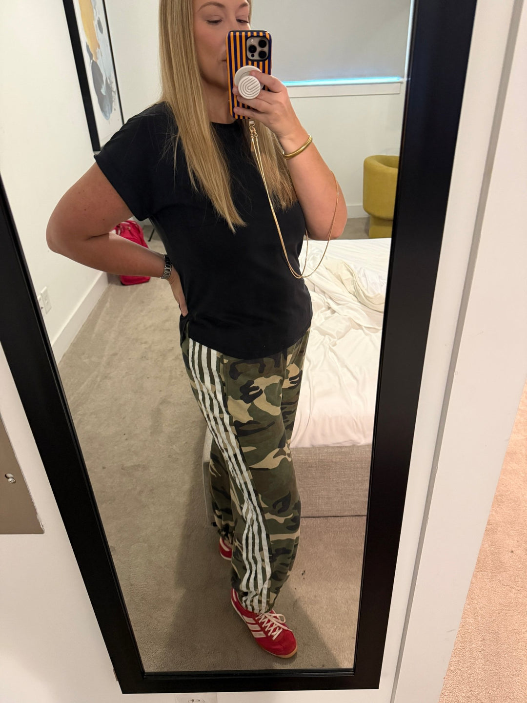 Soft Washed Vintage Camo Four Stripe Track Jogger Pants - 22 Palms Boutique