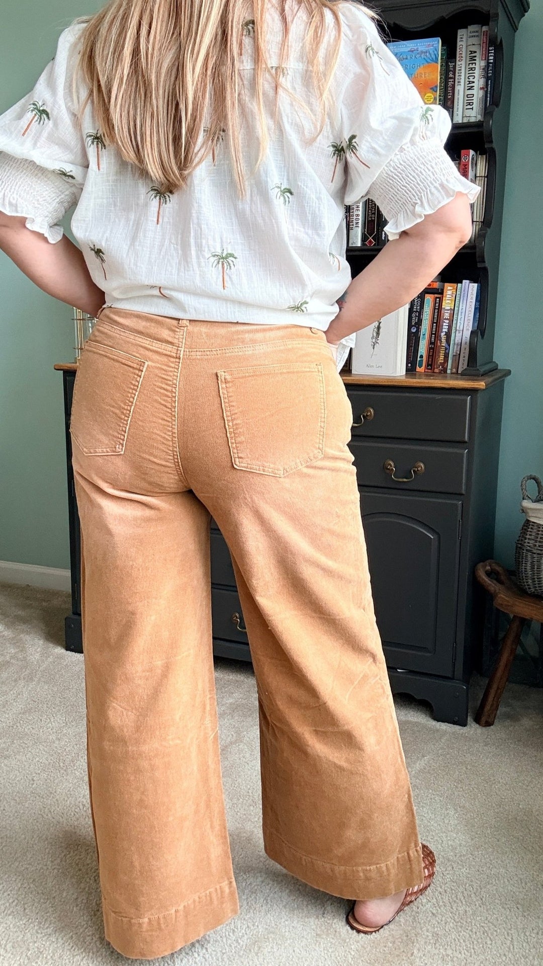 Stone Washed Cotton Corduroy Cropped Pants in Camel - 22 Palms Boutique