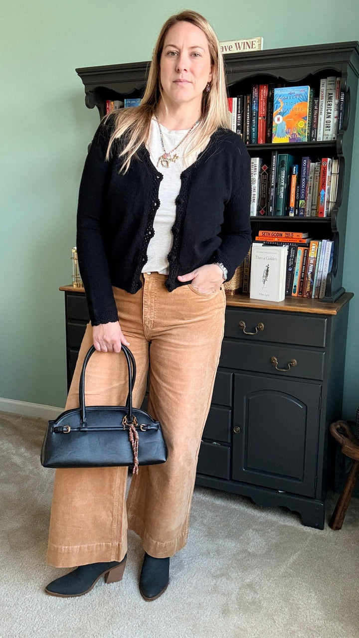 Stone Washed Cotton Corduroy Cropped Pants in Camel - 22 Palms Boutique