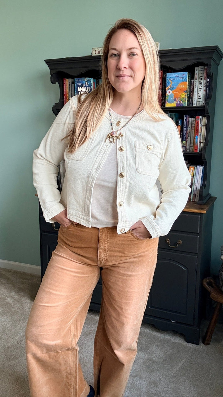 Stone Washed Cotton Corduroy Cropped Pants in Camel - 22 Palms Boutique