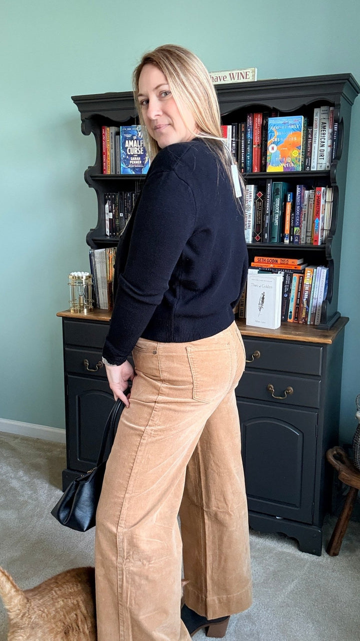 Stone Washed Cotton Corduroy Cropped Pants in Camel - 22 Palms Boutique