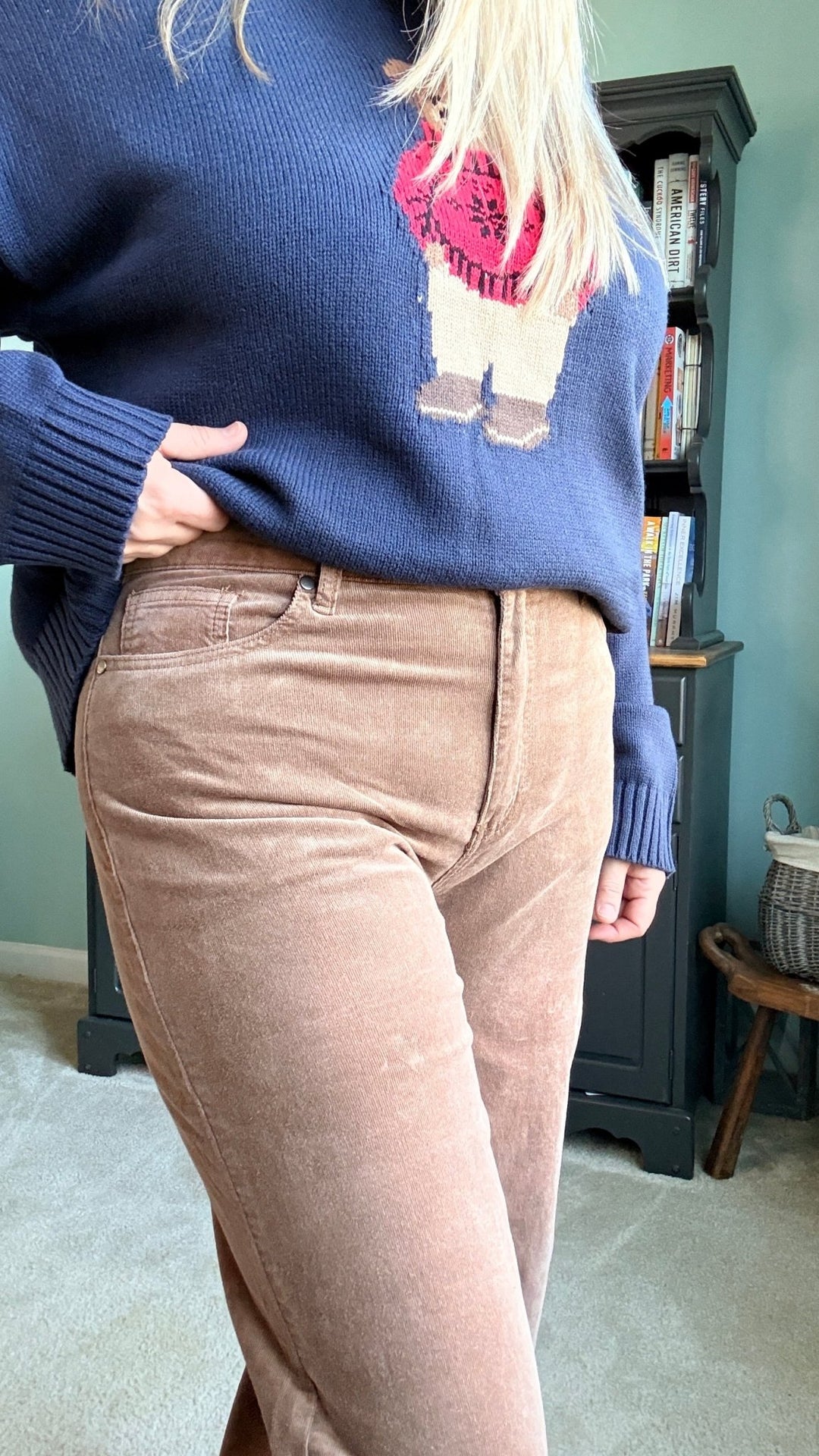 Stone Washed Cotton Corduroy Cropped Pants in Mocha - 22 Palms Boutique