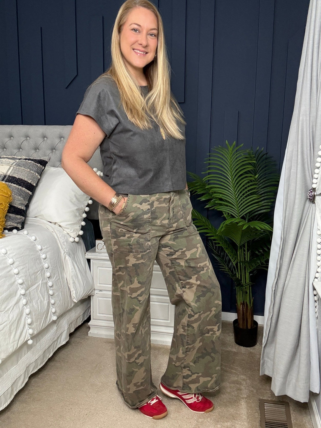 Suede Boxy Crop Top in Grey - 22 Palms Boutique