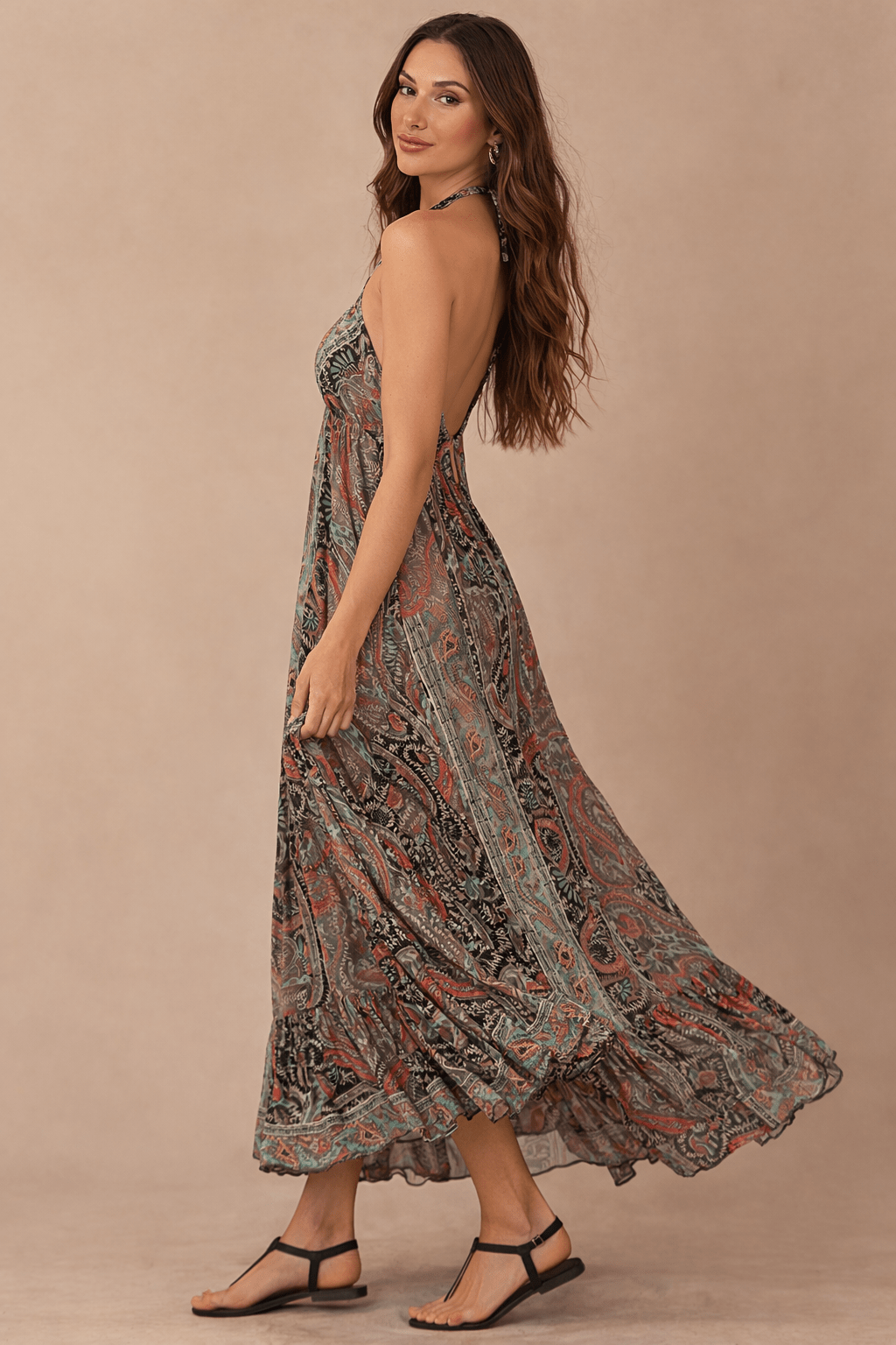 Summer Nights Silk Boho Maxi Ibiza Dress - 22 Palms Boutique