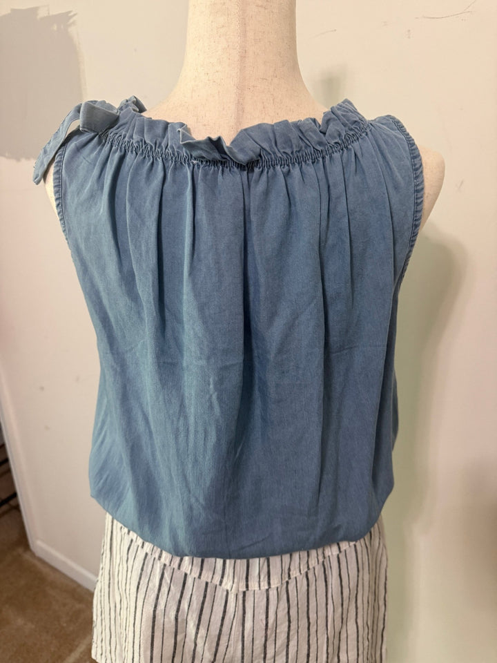 Tie straps sleeveless top - Denim - 22 Palms Boutique