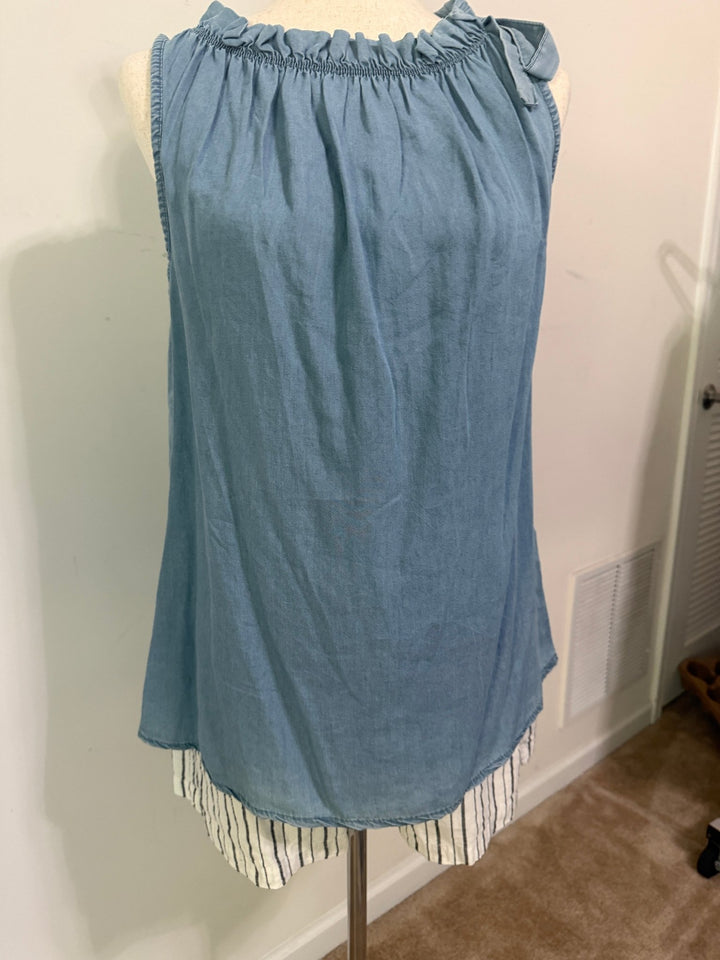 Tie straps sleeveless top - Denim - 22 Palms Boutique