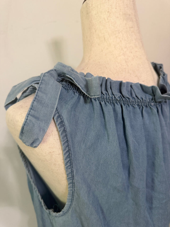 Tie straps sleeveless top - Denim - 22 Palms Boutique