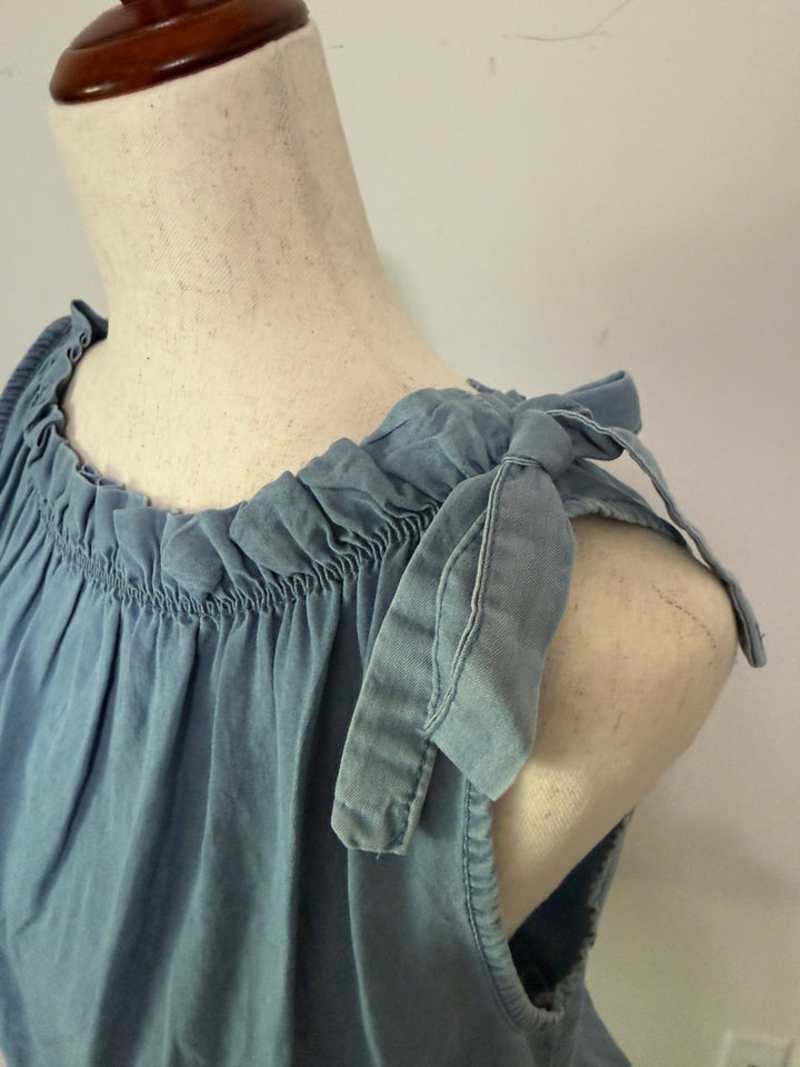 Tie straps sleeveless top - Denim - 22 Palms Boutique