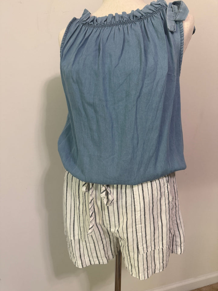 Tie straps sleeveless top - Denim - 22 Palms Boutique