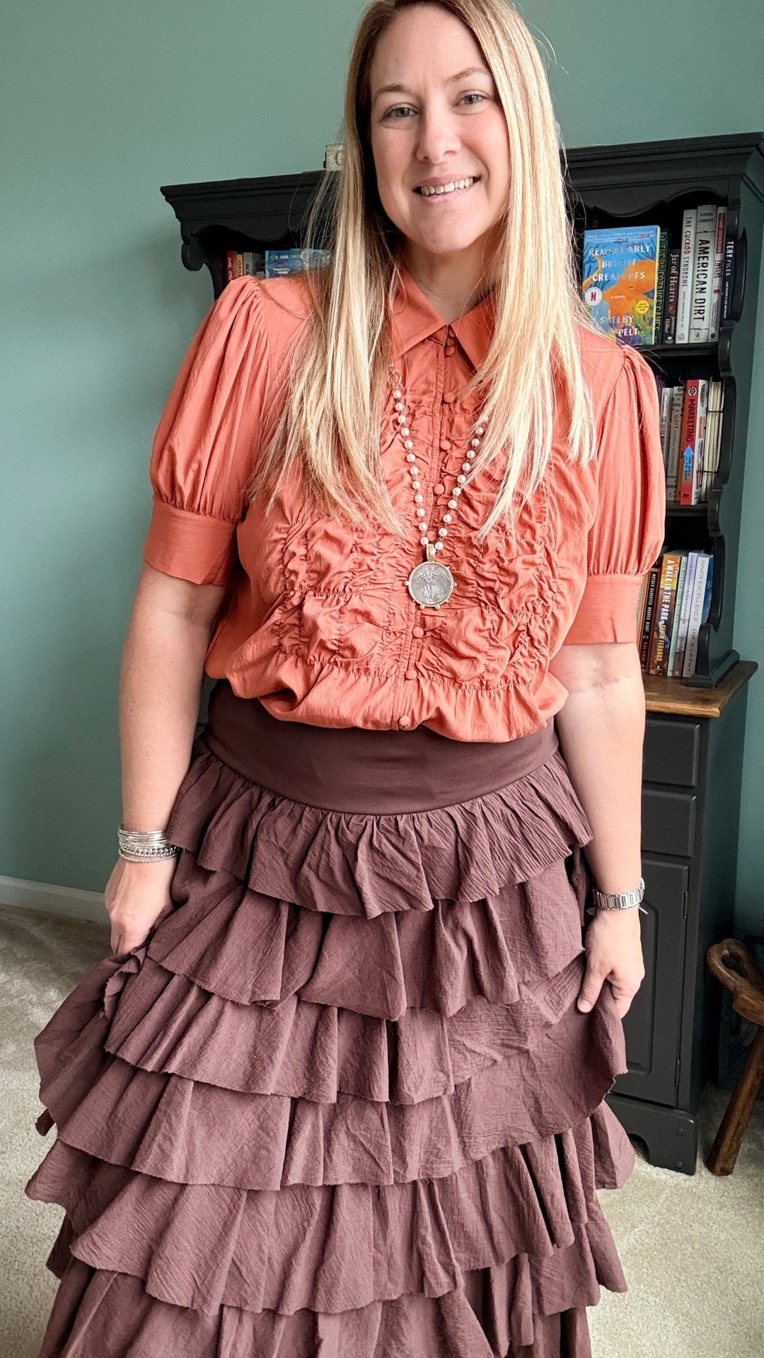 Tiers Of Delicate Ruffles Maxi Skirt in Chocolate - 22 Palms Boutique