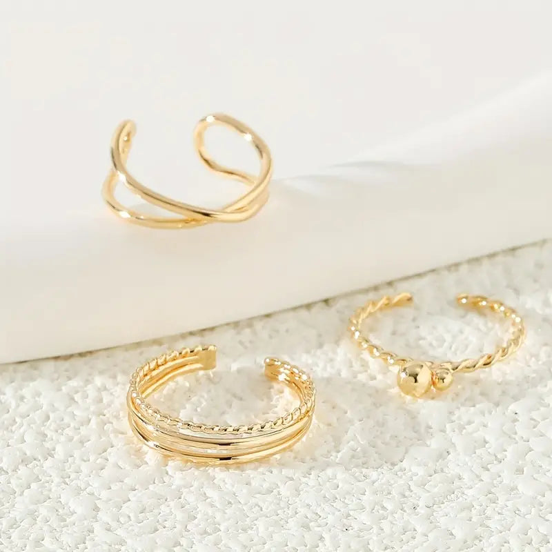 Tiny toe rings in gold, singles